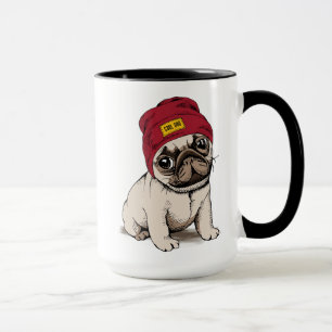 Caneca Mini Pug do hipster do filhote de cachorro