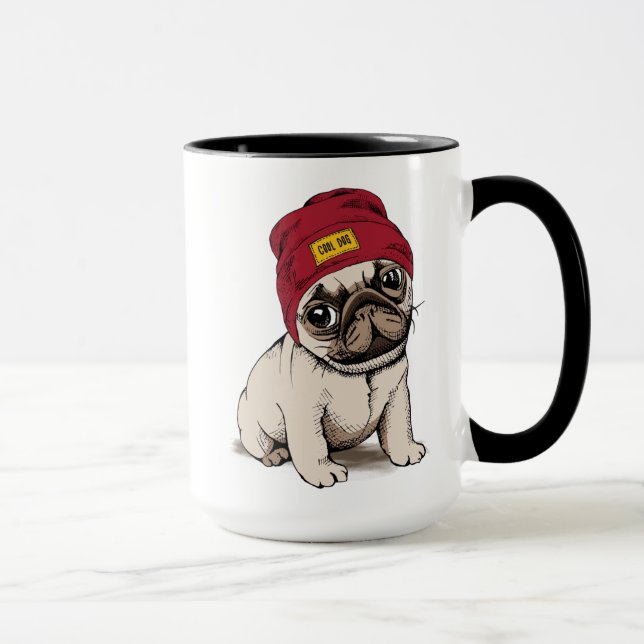 Caneca Mini Pug do hipster do filhote de cachorro (Direita)