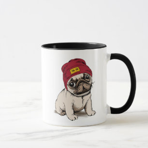 Caneca Mini Pug do hipster do filhote de cachorro