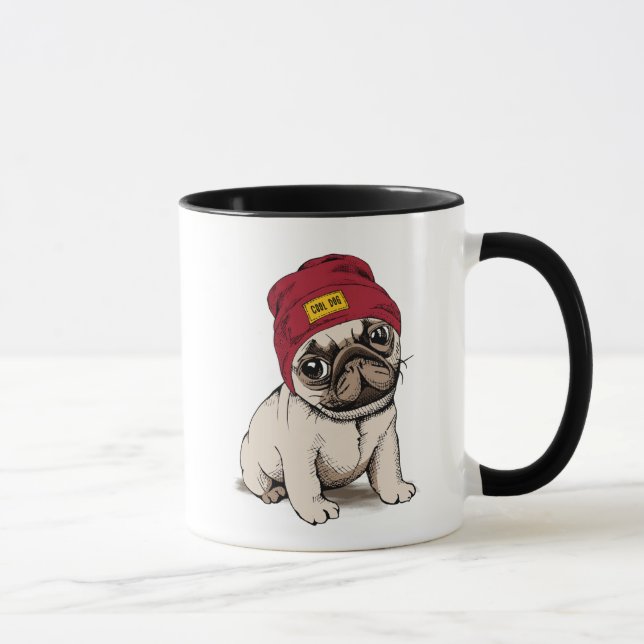 Caneca Mini Pug do hipster do filhote de cachorro (Direita)