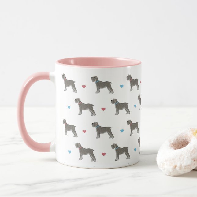 Caneca Miniatura Schnauzer e Coração (Com Donut)