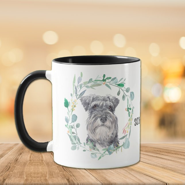 Caneca Miniatura Schnauzer Wreath Coffee Mug (Criador carregado)