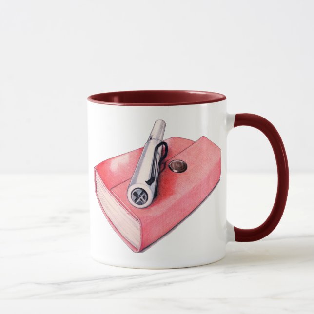 Caneca Minilivro de desenhos vermelho Mug (Direita)