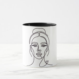 Caneca Minimal Abstract Woman Face Line Art Mug