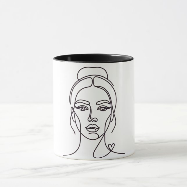 Caneca Minimal Abstract Woman Face Line Art Mug (Centro)