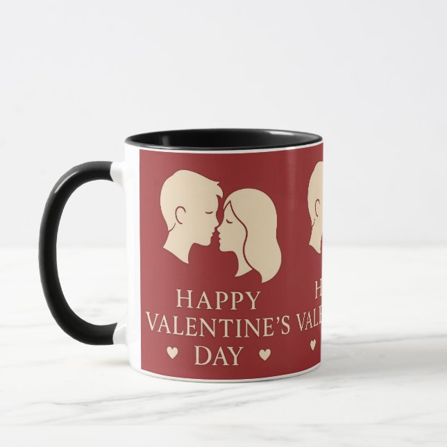 Caneca Minimal Couple Silhouette Valentines Romantic (Esquerda)