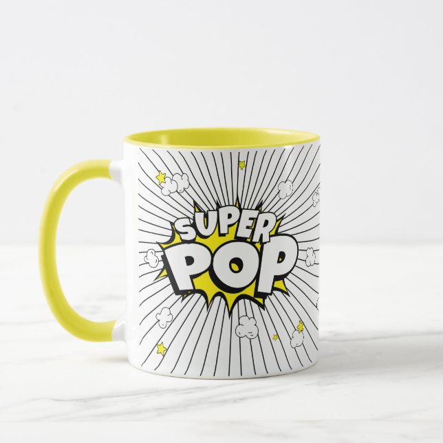 Caneca Minimal Fun SUPER POP! Pipoca Trocadilho | Pop Art (Esquerda)
