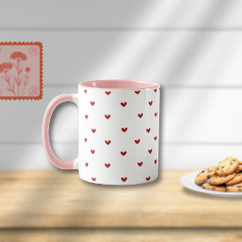 Caneca Minimal Heart Pattern Mug | Soft Pink Giftable Cup
