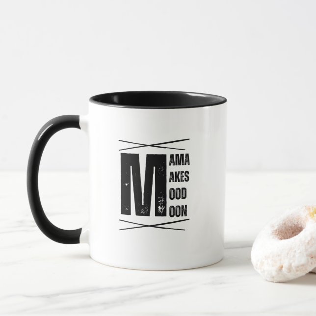 Caneca Minimal Mama Mood Moon Bear Design (Com Donut)