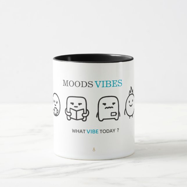 Caneca Minimal “Moods Vibes” Cute Line Art T-Shirt | Kali (Centro)