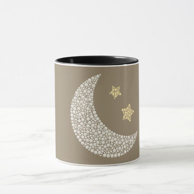Caneca Minimal Moon & Gold Stars Celestial Coffee Mug (Centro)