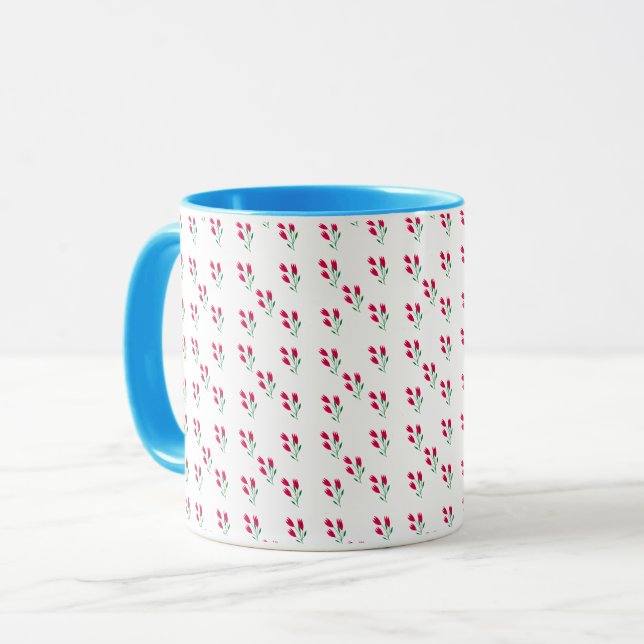 Caneca Minimal Pink Tulip Floral Pattern  (Frente Esquerda)