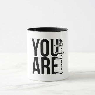 Caneca Minimalist “Beautiful” Typography Design – Black a