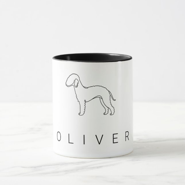 Caneca Minimalist Bedlington Terrier Line Art  (Centro)