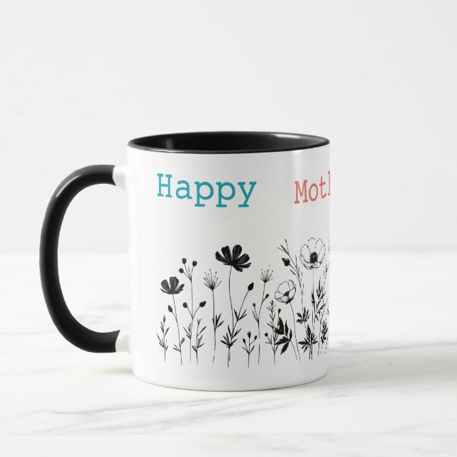 Caneca Minimalist Floral Outline Mother’s Day Mug with He (Esquerda)