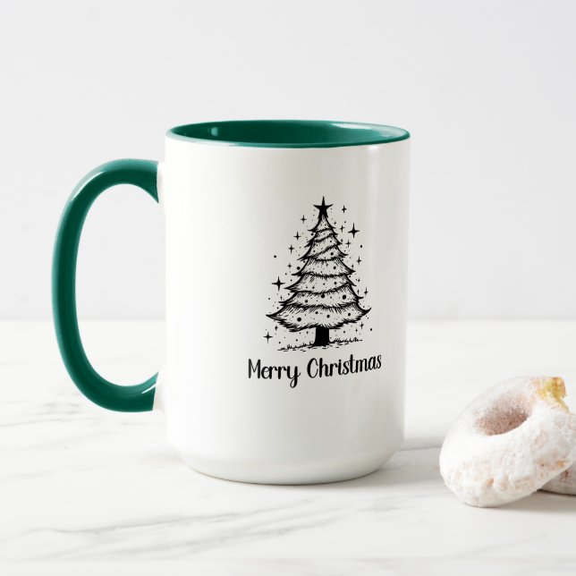 Caneca Minimalist Merry Christmas Tree Mug (Com Donut)