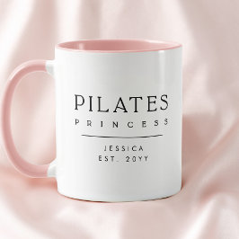 Caneca Minimalist Personalized Pink Pilates Princess