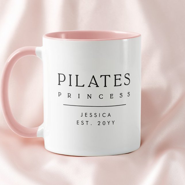 Caneca Minimalist Personalized Pink Pilates Princess (Minimalist Personalized Pink Pilates Princess Mug)