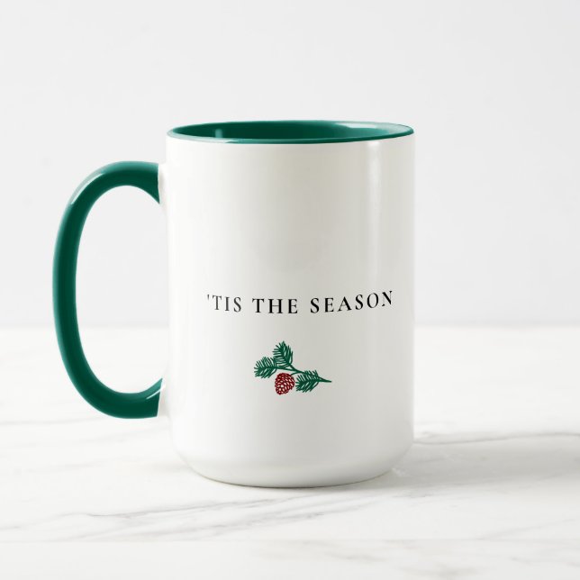 Caneca Minimalist Pine Branch Christmas – ’Tis The Season (Esquerda)
