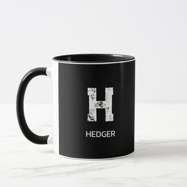 CANECA MINIMALIST WHITE ONE LETTER MONOGRAM NAME BLACK (Esquerda)
