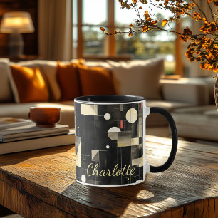 Caneca Minimalista moderno - Abstrato preto e creme perso