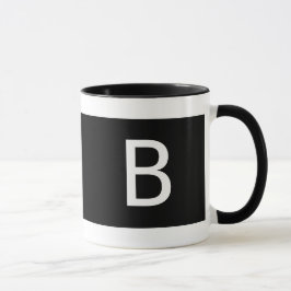 Caneca Mínimo Moderno Monograma Branco Negro Mão Direita