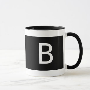 Caneca Mínimo Moderno Monograma Branco Negro Mão Direita