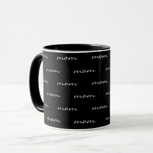 Caneca Mínimo personalizado Mãe Mãe Preta Manuscrito Mamã