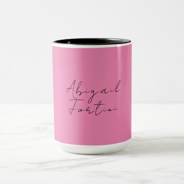 Caneca Mínimo profissional, rosa moderno, seu nome (Centro)