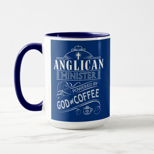 Caneca Ministro anglicano, psto pelo deus e pelo café (Esquerda)