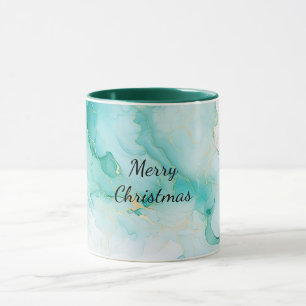 Caneca Mint Aqua Pearl Dourado Marble