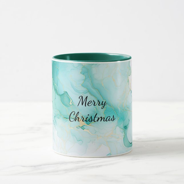 Caneca Mint Aqua Pearl Dourado Marble (Centro)