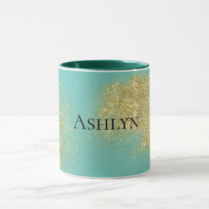 Caneca Mint Dourada Glitzy Glitter