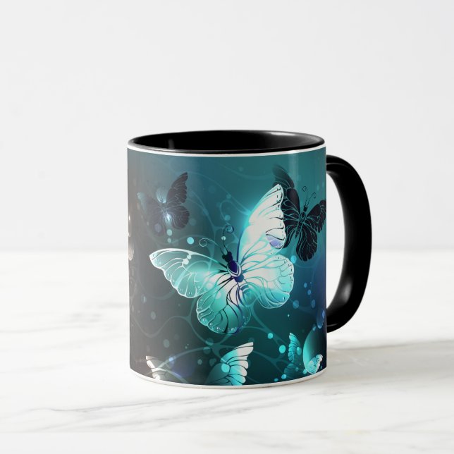 Caneca Mint Night Butterflies (Frente Esquerda)