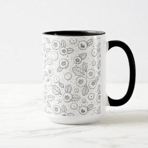Caneca Mirtilos em preto e branco