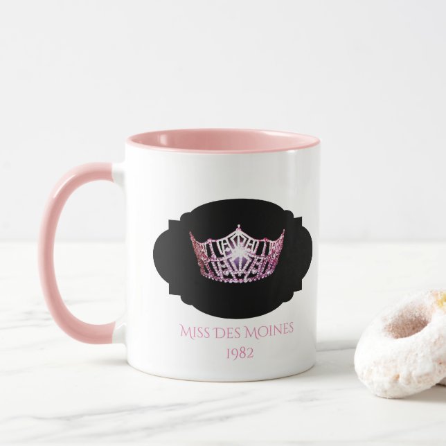 Caneca Miss America style Custom Name Pink Crown  Mug (Com Donut)
