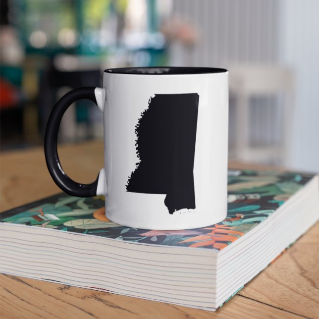 Caneca Mississippi em preto e branco (Add text to create your own souvenir coffee cup.)