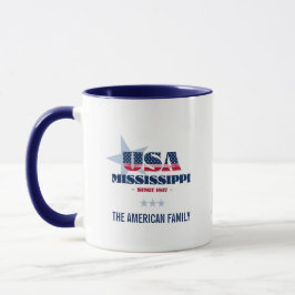Caneca Mississippi EUA 1817 Blue Star Personalised Mug