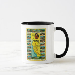 Caneca Missões Espanholas da Califórnia mostrando