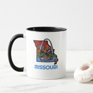 Caneca Missouri State Tattoo Style Gateway Arch Riverboat