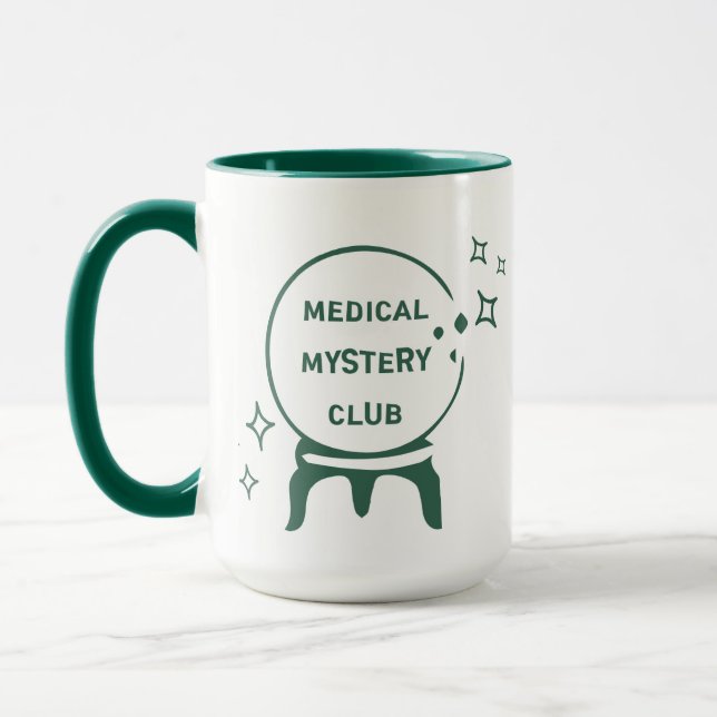 Caneca "Mistério Médico" Citação de Humor de Doença Crôni (Esquerda)