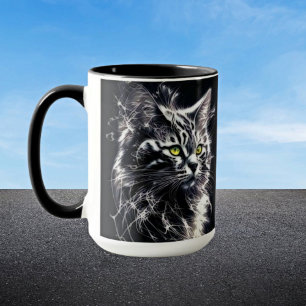 Caneca Mística De Gato - Arte Moderna Negra