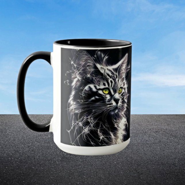 Caneca Mística De Gato - Arte Moderna Negra (Criador carregado)