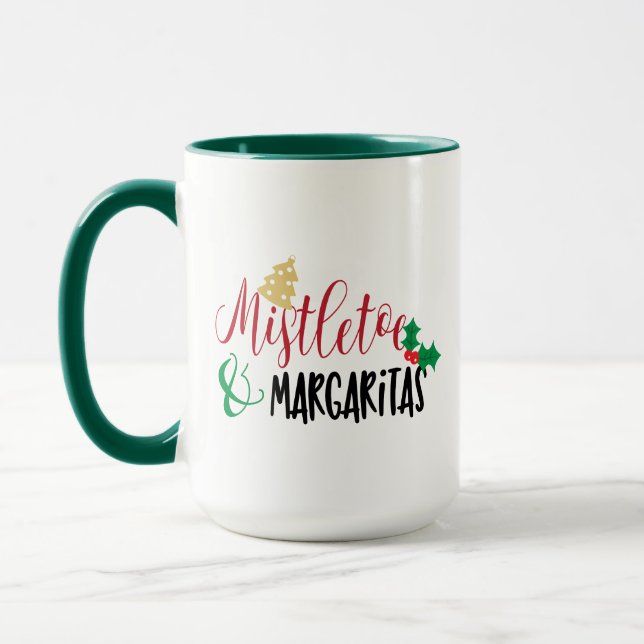 Caneca Mistletoe Natal, Margaritas, Xmas Cheer Divertido (Esquerda)