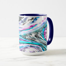 Caneca misto de gradiente e chuviscado, ciano e rosa