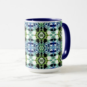 Caneca Mistura de formas em forma azul e esverdeada, lím