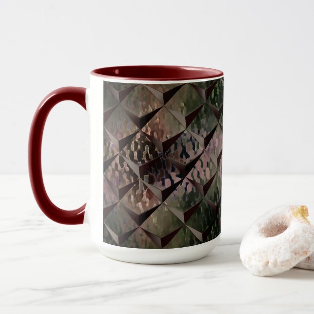 Caneca Misturar quadrados 3D com vidro martelado de fundo (Com Donut)