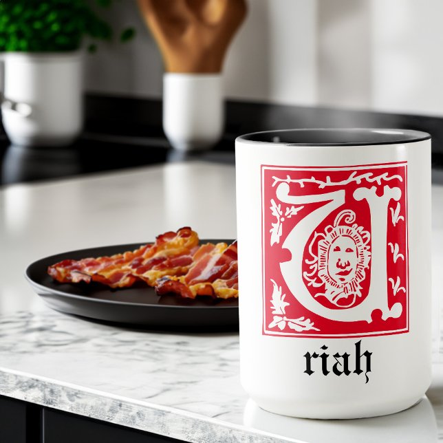 Caneca Mítica do século XVI cria Capital Decorativo U (Criador carregado)