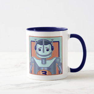 Caneca Miúdos azuis retros do robô