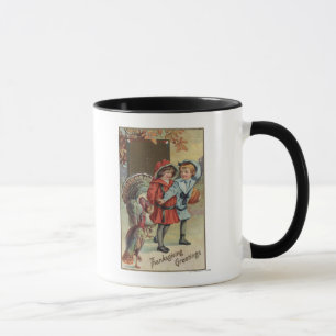 Caneca Miúdos que guardaram uma abóbora, perus